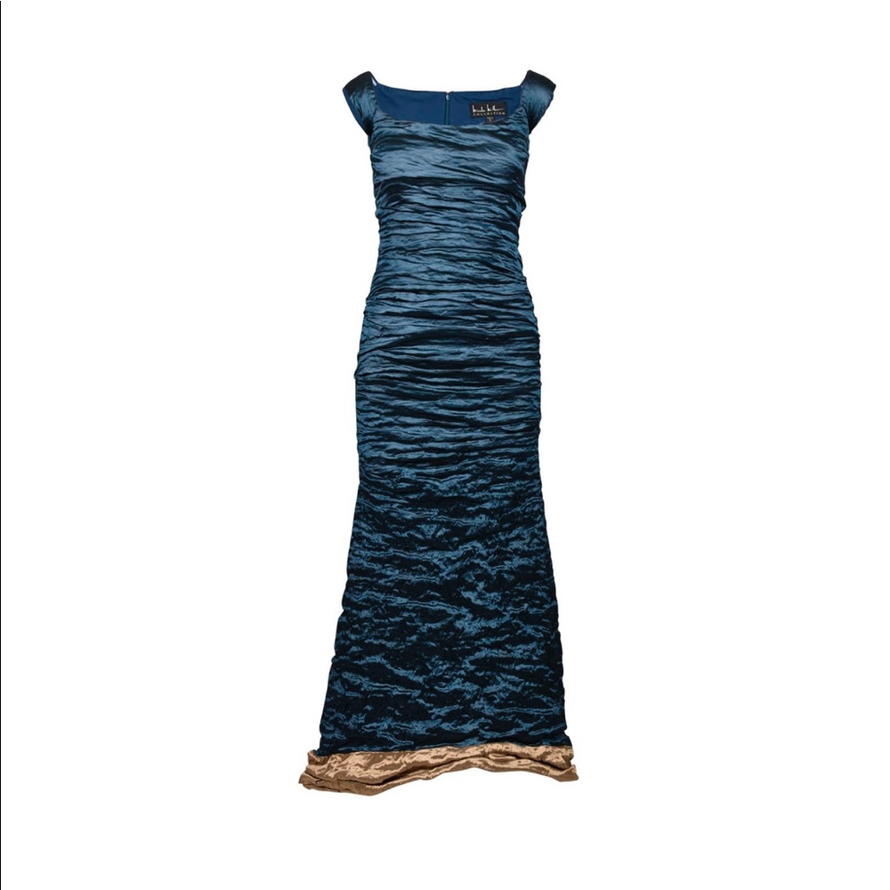 Nicole Miller Off the Shoulder Metallic Evening Gown